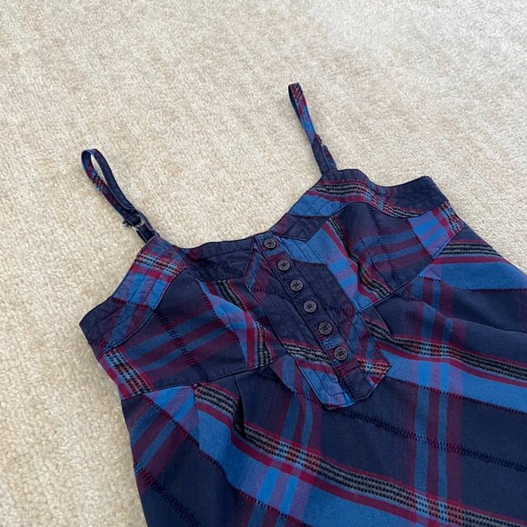 Hurley Cotton Plaid Camisole Summer Blouse Top S - Picture 3 of 9